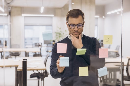 Business man making a decision