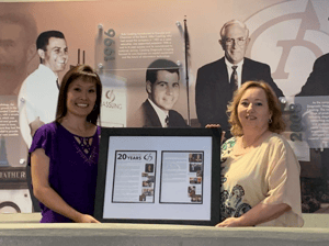 Dana and Lili with 20-Year Plaque