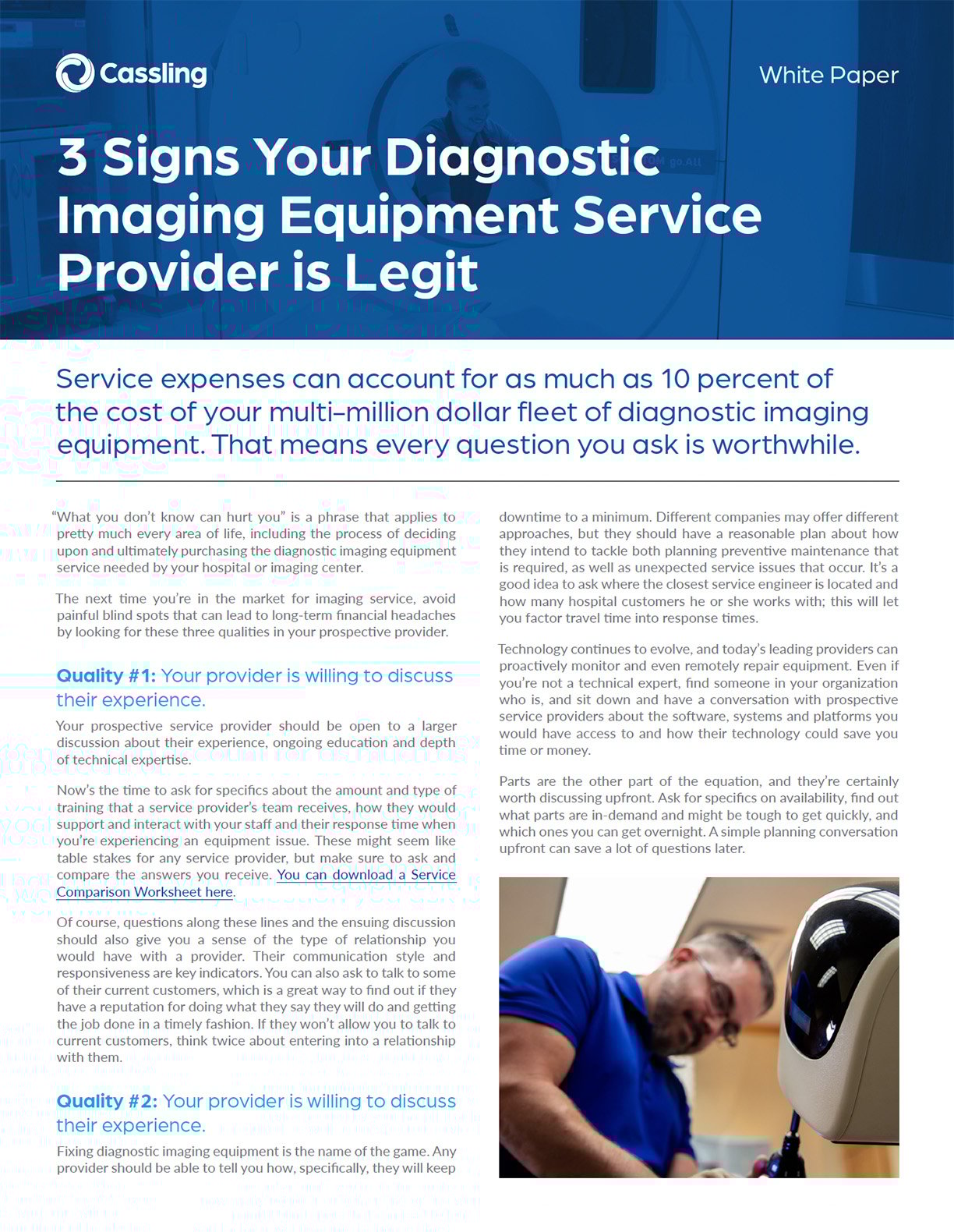 Diagnostic Imaging Equipment Service 3 Signs White Paper Cover