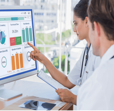 Healthcare team analyzing data