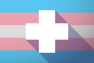 Healthcare Cross Symbol on Trans Pride Flag
