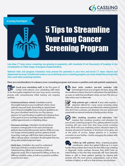 Five Tips to Streamline Your Lung Cancer Screening Program