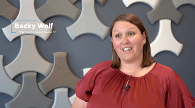 Woman being interviewed