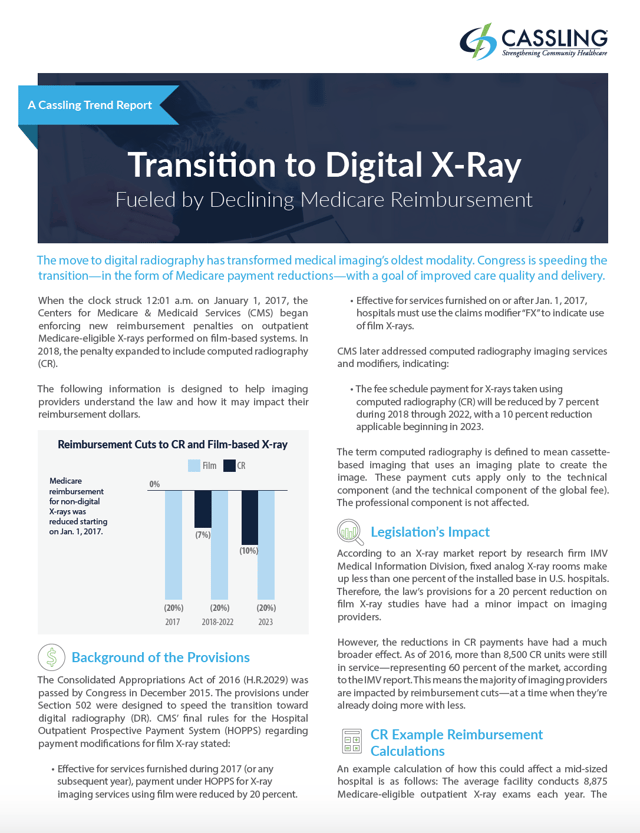 Transition to Digital X-Ray Fueled by Declining Medicare Reimbursement